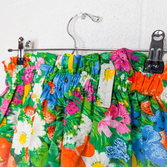 Vintage Free Size Rare NWT 100% Cotton Floral Pants Paper Bag High Rise En Trac - Picture 4 of 13